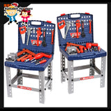 NNEDSZ Tool Box Work Bench With Battery Operated Drill Set kids Pretend Play Toy 55pcs