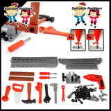 NNEDSZ Tool Box Work Bench With Battery Operated Drill Set kids Pretend Play Toy 55pcs
