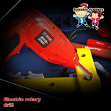 NNEDSZ Tool Box Work Bench With Battery Operated Drill Set kids Pretend Play Toy 55pcs