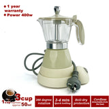 NNEDSZ Latest Styles Electric Aluminum Espresso Moka Coffee Maker 3cups Italian Classic - Cream