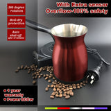 NNEDSZ Red Electric Turkish Greek Arabic Coffee Maker Pot Automatic Sensor Anti Overflow
