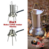 NNEDSZ 2 In 1 Camping Stainless Steel 9Cup Pot Moka Coffee Maker Italian Espresso Kettle NEW MODLE