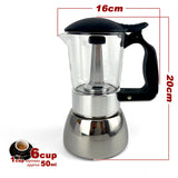 NNEDSZ Borosilicate Glass Stainless Steel Moka Pot Coffee Maker Italian Espresso 6Cups