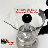 NNEDSZ Borosilicate Glass Stainless Steel Moka Pot Coffee Maker Italian Espresso 6Cups