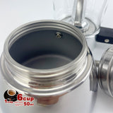 NNEDSZ Borosilicate Glass Stainless Steel Moka Pot Coffee Maker Italian Espresso 6Cups