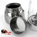 NNEDSZ Borosilicate Glass Stainless Steel Moka Pot Coffee Maker Italian Espresso 6Cups