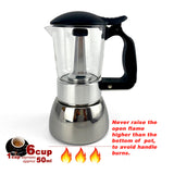 NNEDSZ Borosilicate Glass Stainless Steel Moka Pot Coffee Maker Italian Espresso 6Cups