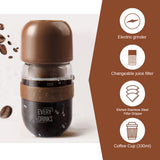 NNEDSZ Brown All in1 Anywhere Portable Drip Pour Over Coffee Maker + Electric Grinder + Juice Blender Anywhere Freshly Ground Coffee