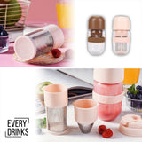 NNEDSZ Pink All in1 Anywhere Portable Drip Pour Over Coffee Maker + Electric Grinder + Juice Blender Anywhere Freshly Ground Coffee