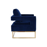 NNEDSZ Golden Framed Bottom Armed Accent Chair_Blue