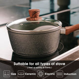 NNEDSZ 5Pieces Non-Stick Marble Coating Saucepan/Casserole/Fry Pan Cookware Set