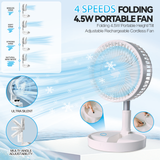 NNEDSZ Folding Telescopic 4.5W Portable Height/Tilt Adjustable Rechargeable Cordless Fan
