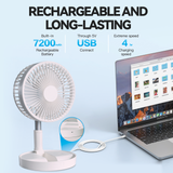 NNEDSZ Folding Telescopic 4.5W Portable Height/Tilt Adjustable Rechargeable Cordless Fan