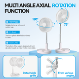 NNEDSZ Folding Telescopic 4.5W Portable Height/Tilt Adjustable Rechargeable Cordless Fan