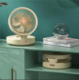 NNEDSZ USB Rechargeable Auto Oscillation Tilt Adjustable Cordless Fan with Remote Control and Night Light Wall Mountable