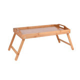 NNEDSZ 2 x Bamboo Bed Table Breakfast/Snack Serving Tray with Foldable Legs