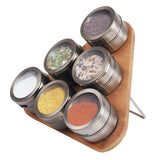 NNEDSZ Magnetic Triangular Bamboo Spice Rack & Jars For Kitchen Storage