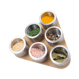 NNEDSZ Magnetic Triangular Bamboo Spice Rack & Jars For Kitchen Storage