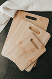 NNEDSZ 6pcs Bamboo Wood Chopping Board 3-Set Cheese Cutting & Serving Light Wood Tone