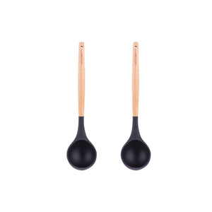 NNEDSZ 2pcs Beechwood & silicone ladle charcoal