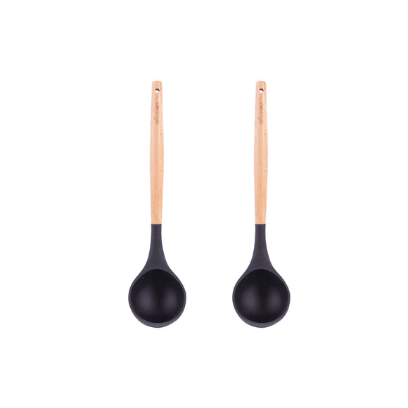 NNEDSZ 2pcs Beechwood & silicone ladle charcoal