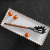 NNEDSZ 2pcs Beechwood & silicone pasta spoon charcoal