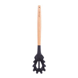 NNEDSZ 2pcs Beechwood & silicone pasta spoon charcoal