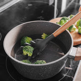 NNEDSZ 2pcs Beechwood & silicone pasta spoon charcoal