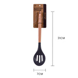 NNEDSZ 2pcs Beechwood & silicone slotted spoon charcoal