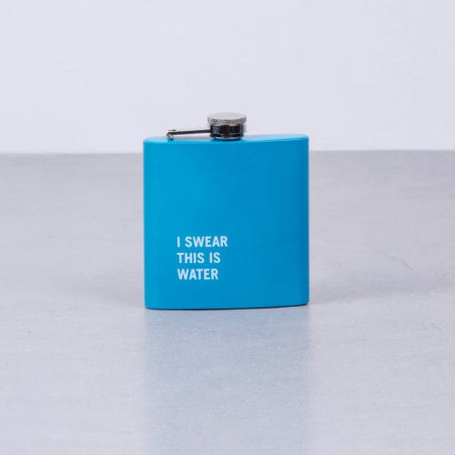 NNEDSZ 175ml Stainless Steel Hip Flask w Funny Quotes-Blue