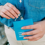 NNEDSZ 175ml Stainless Steel Hip Flask w Funny Quotes-Blue