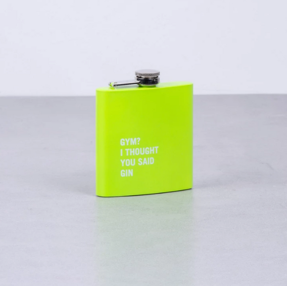 NNEDSZ 175ml Stainless Steel Hip Flask w Funny Quotes-Green