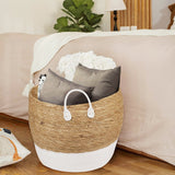NNEDSZ 4 Piece Cotton Rope Stripe Carry Handles Storage Baskets Set