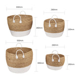 NNEDSZ 4 Piece Cotton Rope Stripe Carry Handles Storage Baskets Set