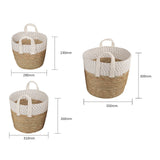 NNEDSZ 3 Piece Cotton Rope Stripe Carry Handles Storage Baskets Set