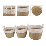 NNEDSZ 3 Piece Cotton Rope Stripe Carry Handles Storage Baskets Set
