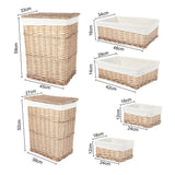 NNEDSZ 6 Piece Wicker Storage Baskets With Liner Set