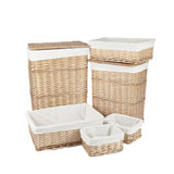 NNEDSZ 6 Piece Wicker Storage Baskets With Liner Set