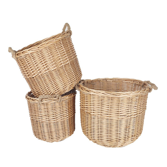 NNEDSZ 3 Piece Wicker Storage Basket with Handles set