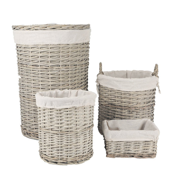 NNEDSZ 4 Piece Wicker  Storage Baskets With Liner Set