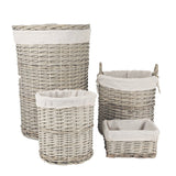 NNEDSZ 4 Piece Wicker  Storage Baskets With Liner Set