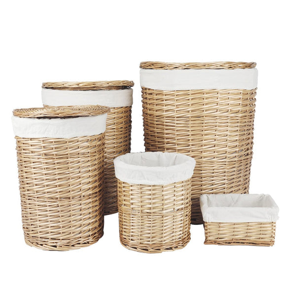 NNEDSZ 5 Piece Wicker Storage Baskets With Liner Set