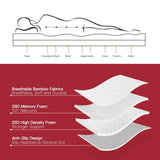 NNEDSZ 8cm Memory Foam Mattress Topper with Bamboo Cover - Single Size
