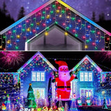 NNEDSZ 200 Solar LED Icicle Fairy Lights 8 Function Memory Hold Christmas Decoration Multicolor