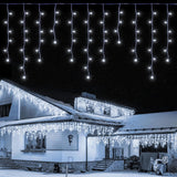 NNEDSZ 500 Solar Icicle LED Fairy Lights 8 Function Memory Hold Christmas Decoration Cool White