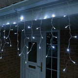 NNEDSZ 500 Solar Icicle LED Fairy Lights 8 Function Memory Hold Christmas Decoration Cool White