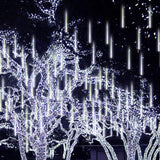 NNEDSZ 240 Low Voltage Outdoor Cold White LED Meteor Shower Rain String Lights Christmas Decoration 30CM Cool White