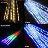 NNEDSZ 240 Low Voltage Outdoor Cold White LED Meteor Shower Rain String Lights Christmas Decoration 30CM Cool White