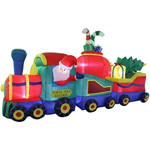 NNEDSZ 12FT SANTA CLAUS LONG TRAIN WITH LED LIGHTS