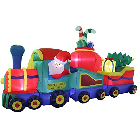 NNEDSZ 12FT SANTA CLAUS LONG TRAIN WITH LED LIGHTS